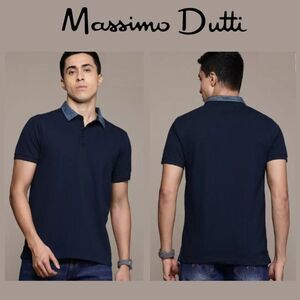 Massimo Dutti Casual Fit Different Color Collar Polo Short Sleeves Shirt